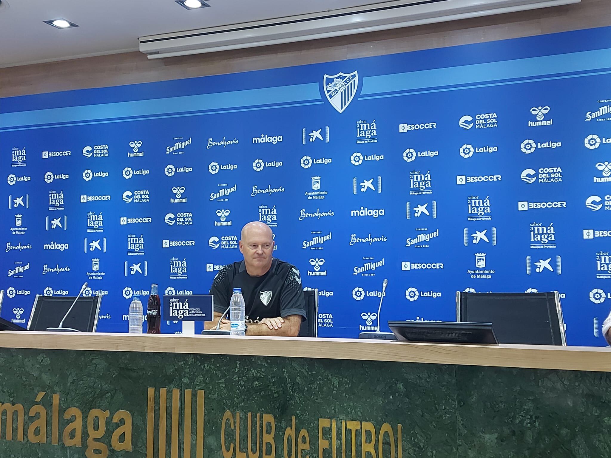 Pepe Mel, en la sala de prensa de La Rosaleda