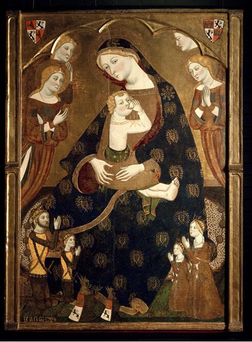 Virgen de Tobed. Jaume Serra. Tempera sobre tabla, 161,4 x 117,8 x 14 cm 1359, Madrid, Museo Nacional del Prado. Donación de Várez Fisa