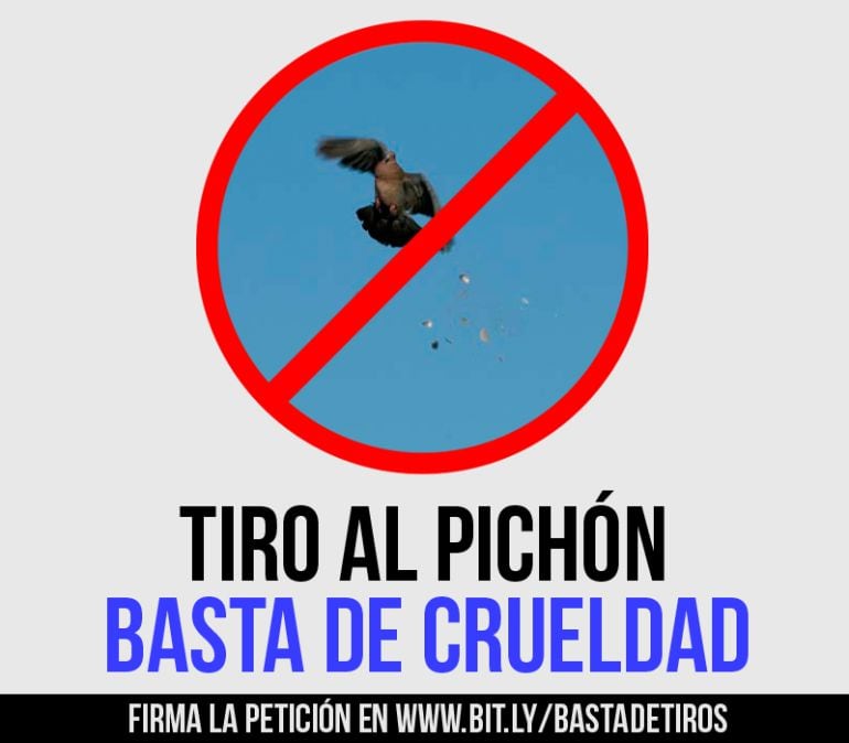 Cartel informativo de la campaña que ha iniciado la asociación Libera en contra ed los campeonatos de tiro al pichón.