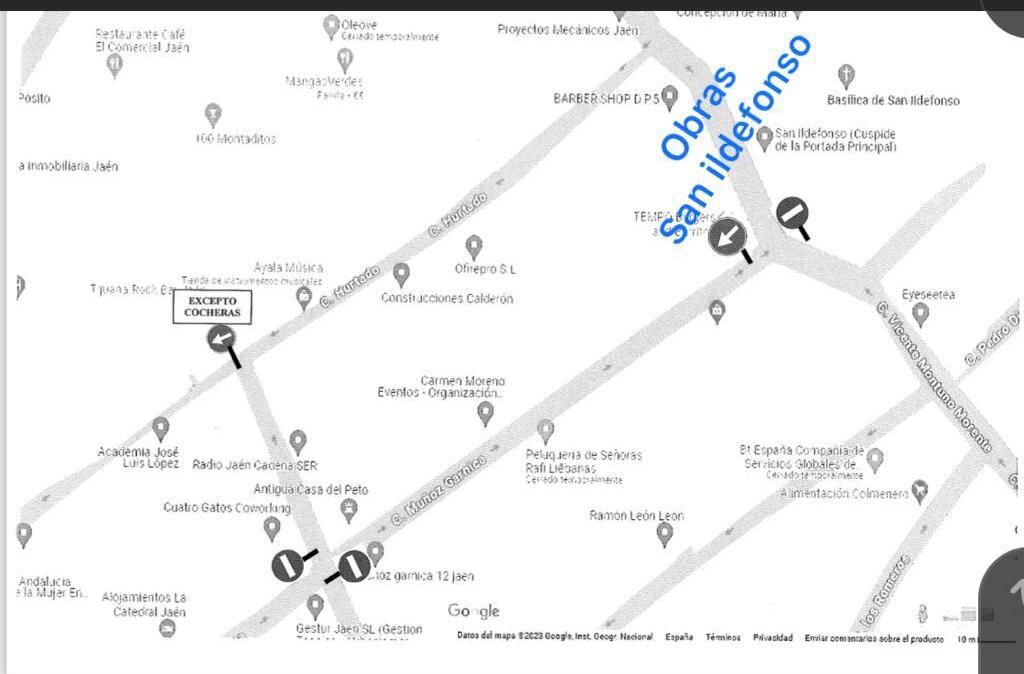 Plano con el nuevo itinerario por obras