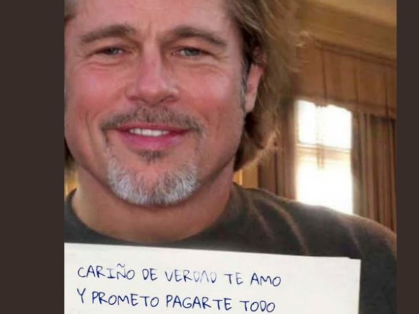 Fotomontaje enviado por el falso Brad Pitt a la vecina de Granada.