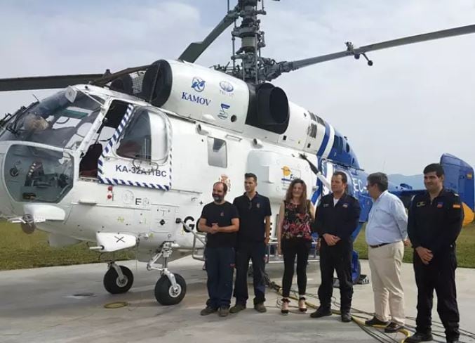 Imagen de archivo de cuando la Subdelegación del Gobierno en Huesca presentó el helicóptero Kamov de Plasencia del Monte