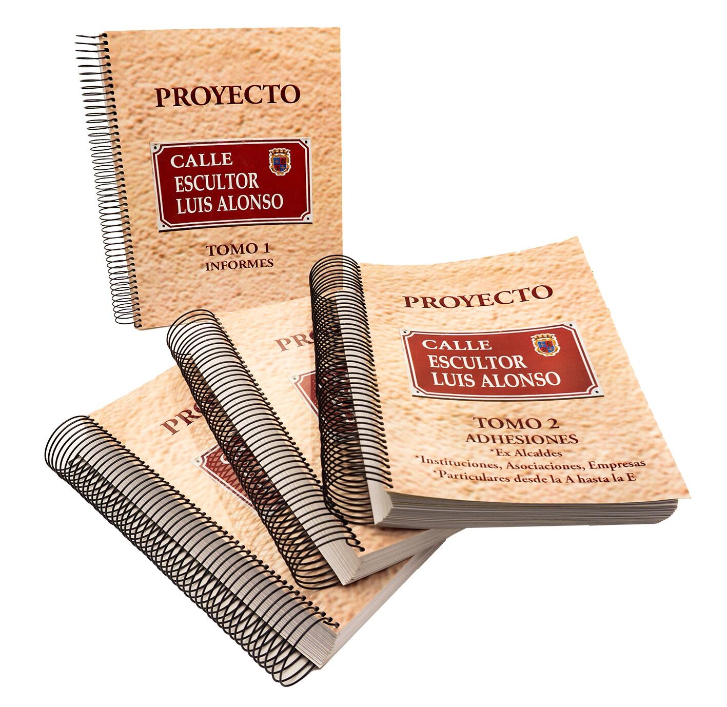 Tomos que recogen las firmas y toda la información del proyecto
