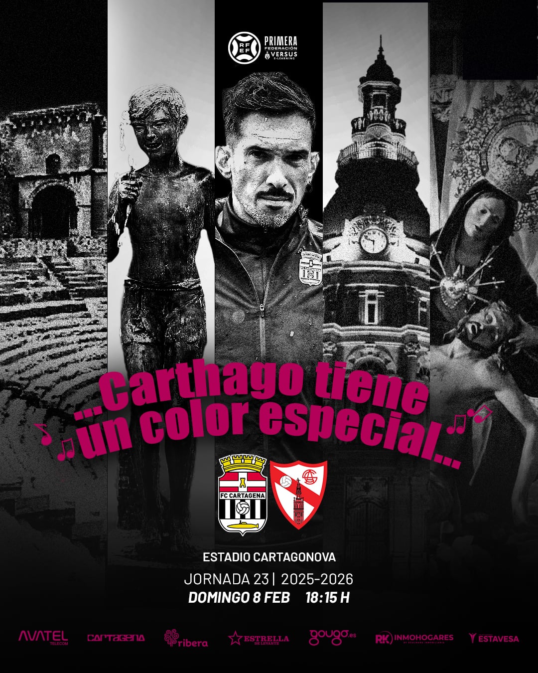 Cartel del partido entre el F.C.Cartagena y el Sevilla Atlético