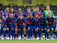 El FC Barcelona posa antes del partido contra el Villarreal CF.