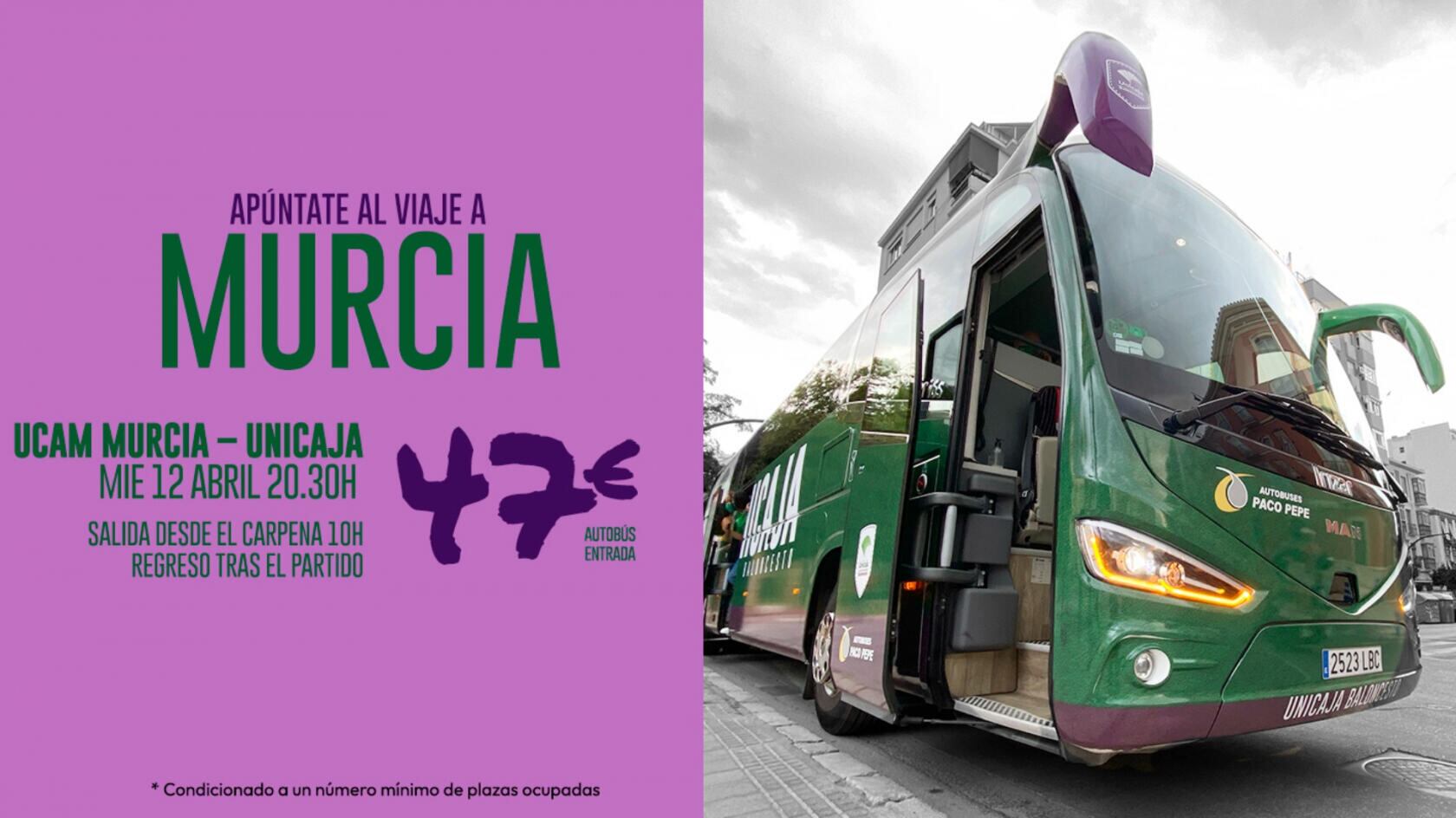 Anuncio del viaje del Unicaja a Murcia
