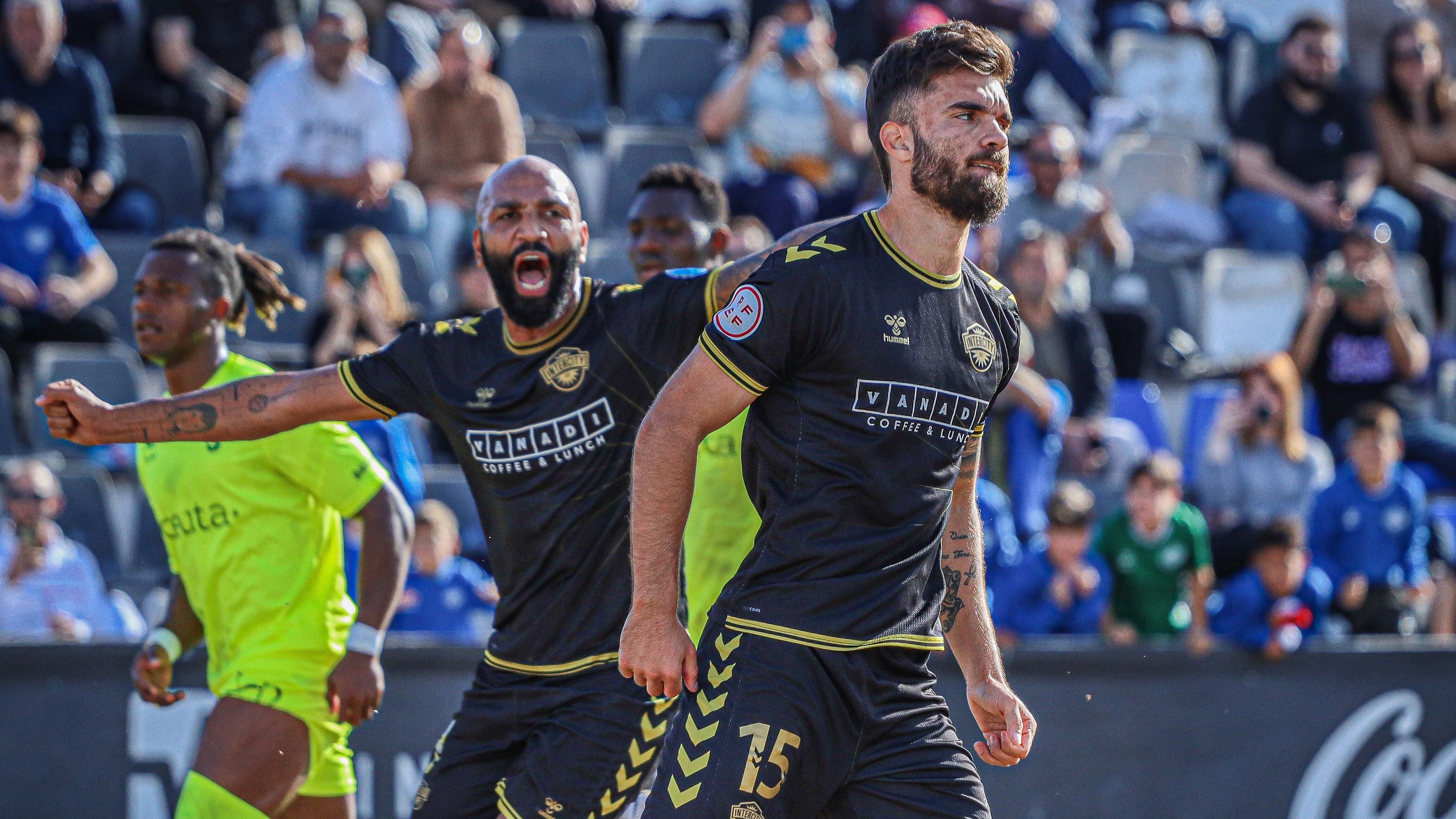 Nsue celebra su gol ante Ceuta (3-2)