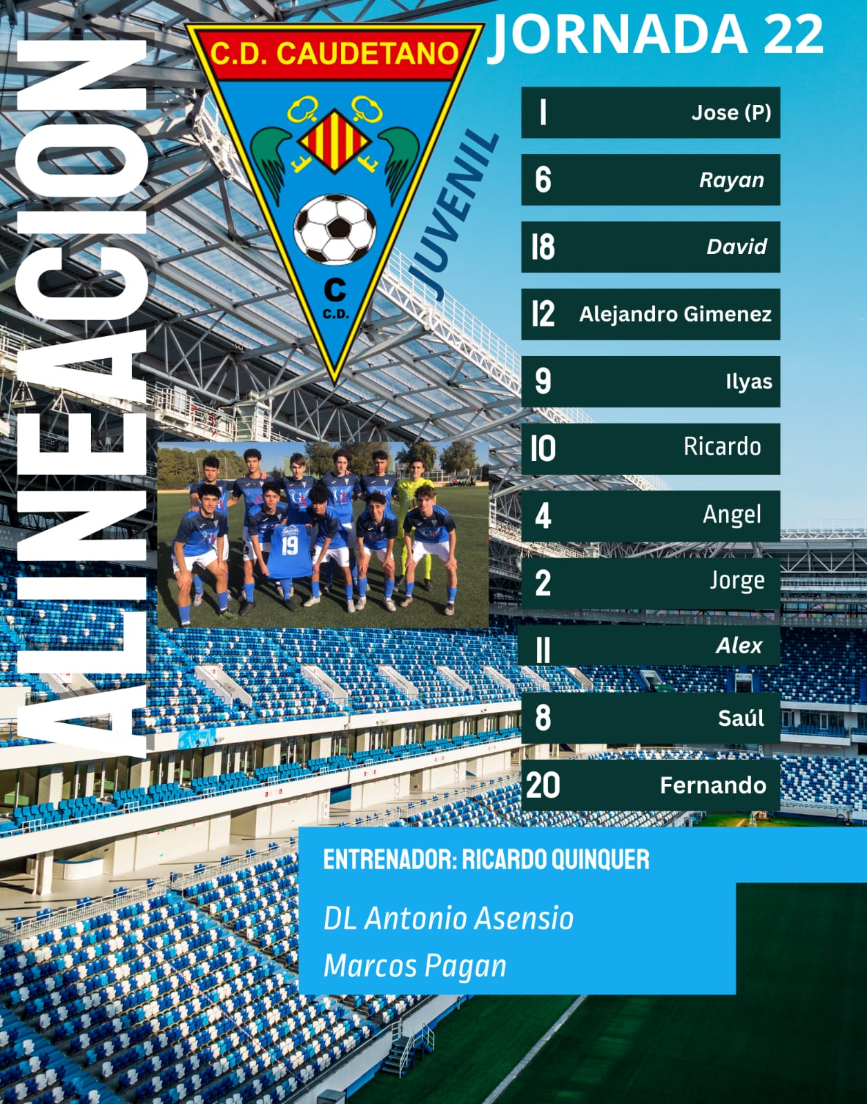 Alineación del Caudetano Juvenil