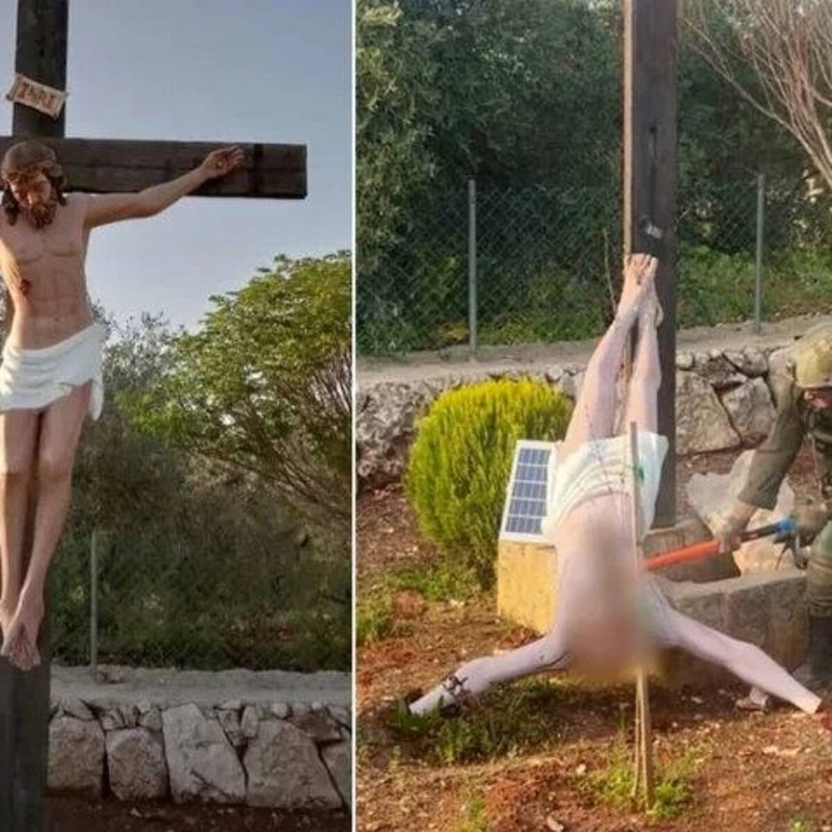 Ordenan un mes de detención militar para los dos soldados israelíes que destrozaron un Cristo en el sur del Líbano
