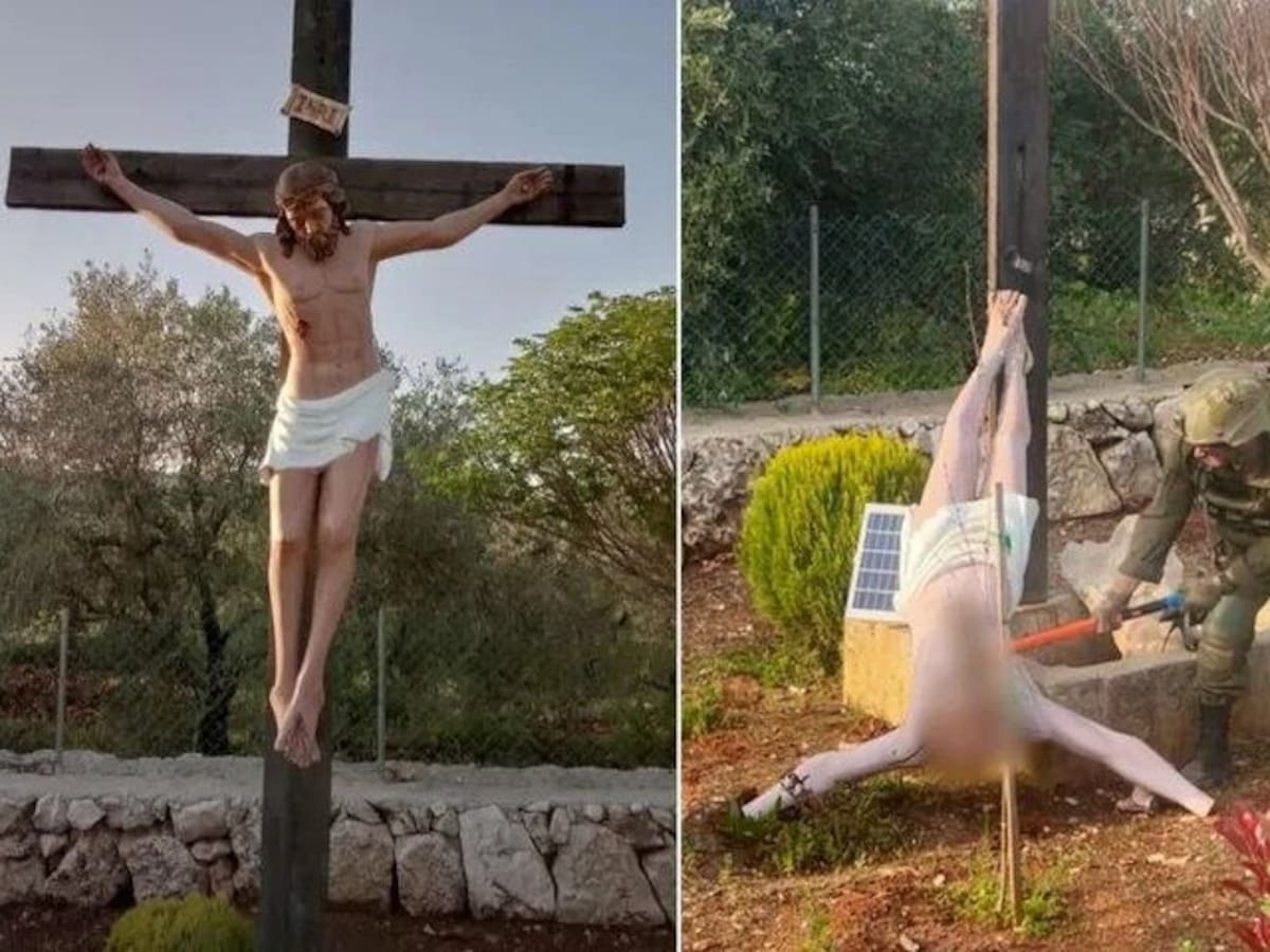 Ordenan un mes de detención militar para los dos soldados israelíes que destrozaron un Cristo en el sur del Líbano