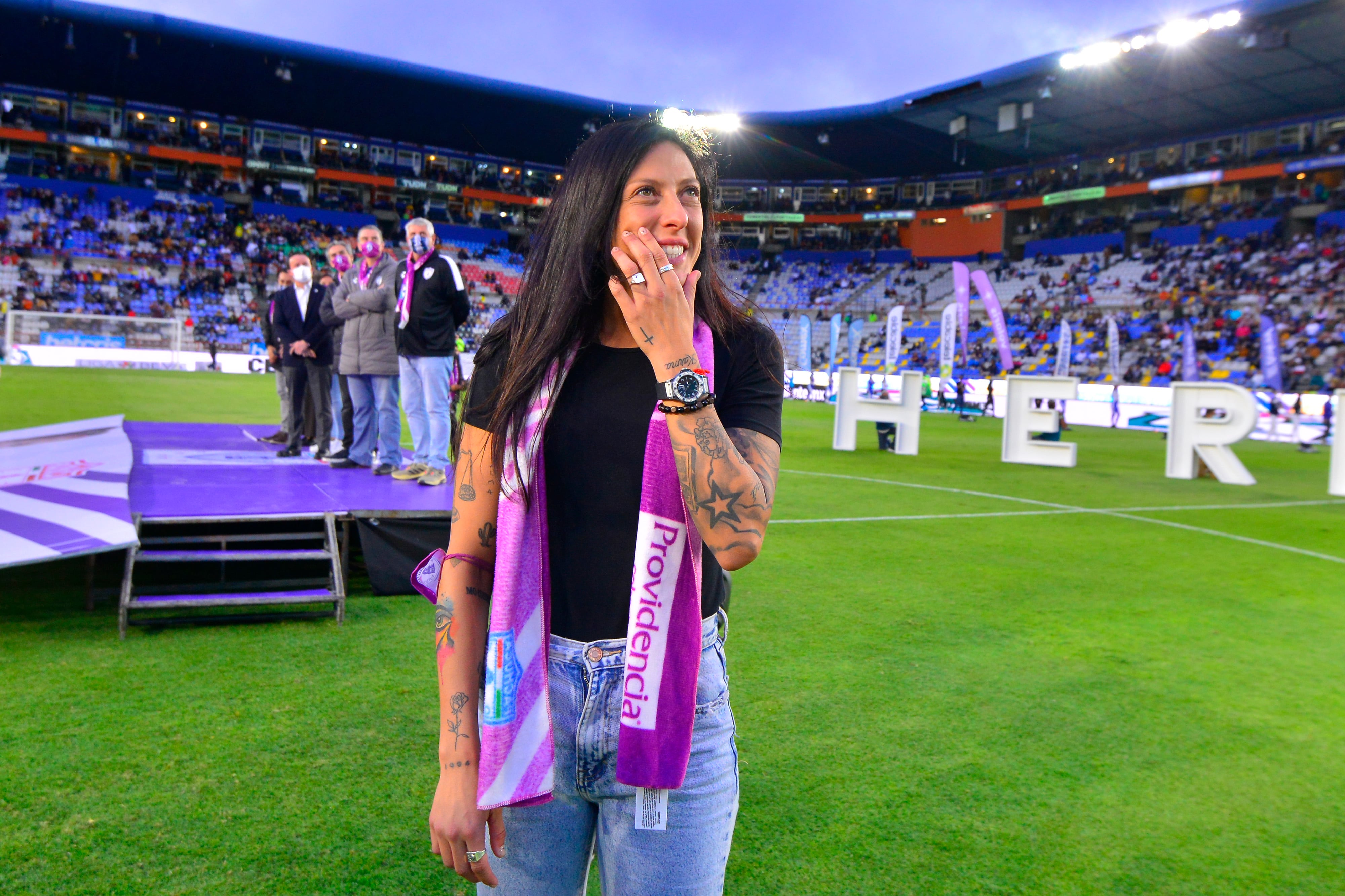 Jenni Hermoso, en su presentación con el Pachuca mexicano. 