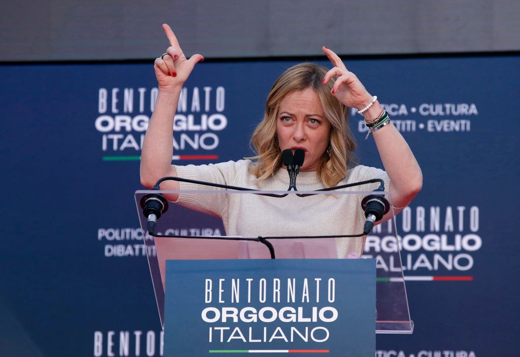 Prime Minister Giorgia Meloni in Castel Sant&#039;Angelo at the Atreju 2023 celebration. Rome (Italy), December 17th, 2023 (Photo by Massimo Di Vita/Archivio Massimo Di Vita/Mondadori Portfolio via Getty Images)