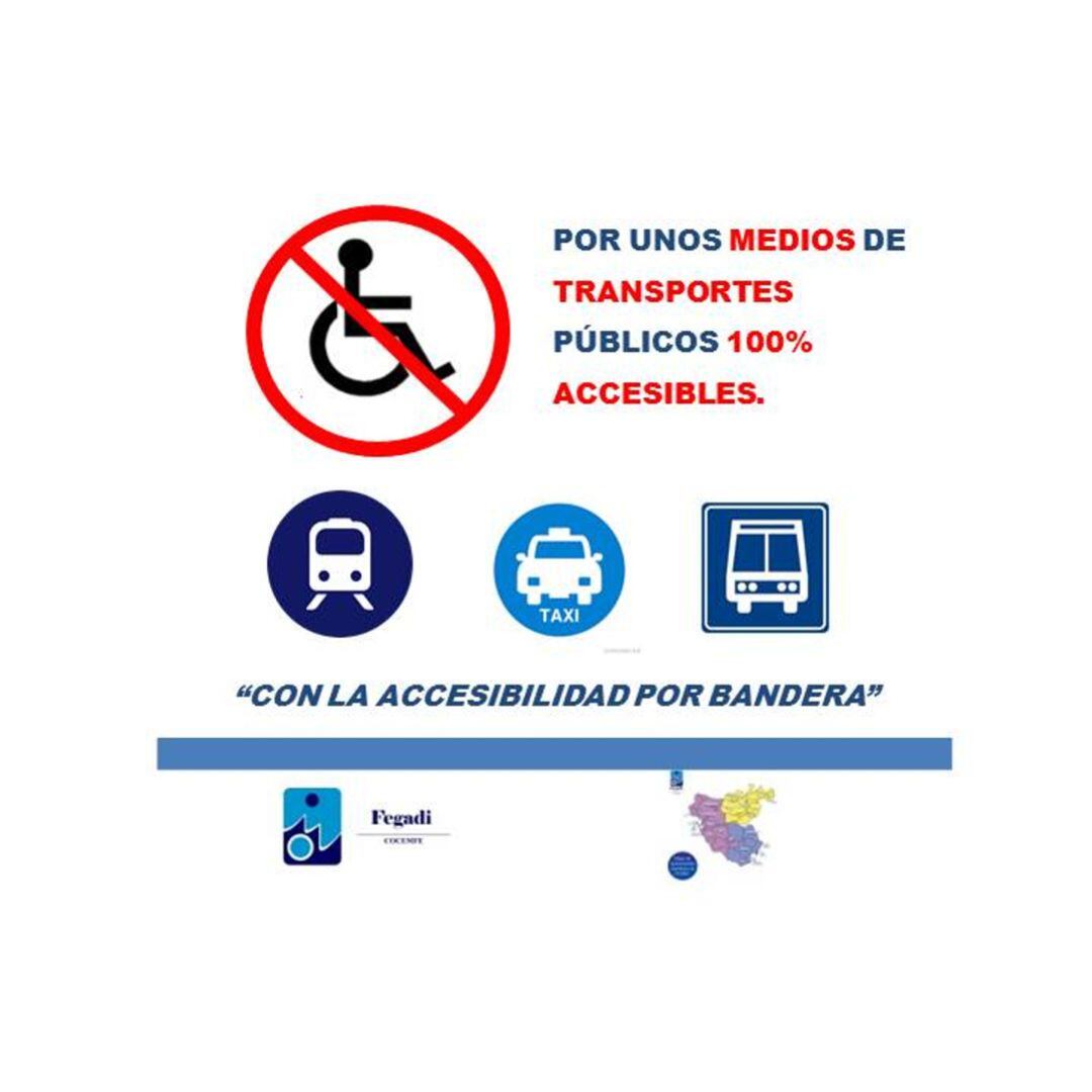 Cartel anunciador de FEGADI para su campaña &quot;Con la accesibilidad por bandera&quot;.