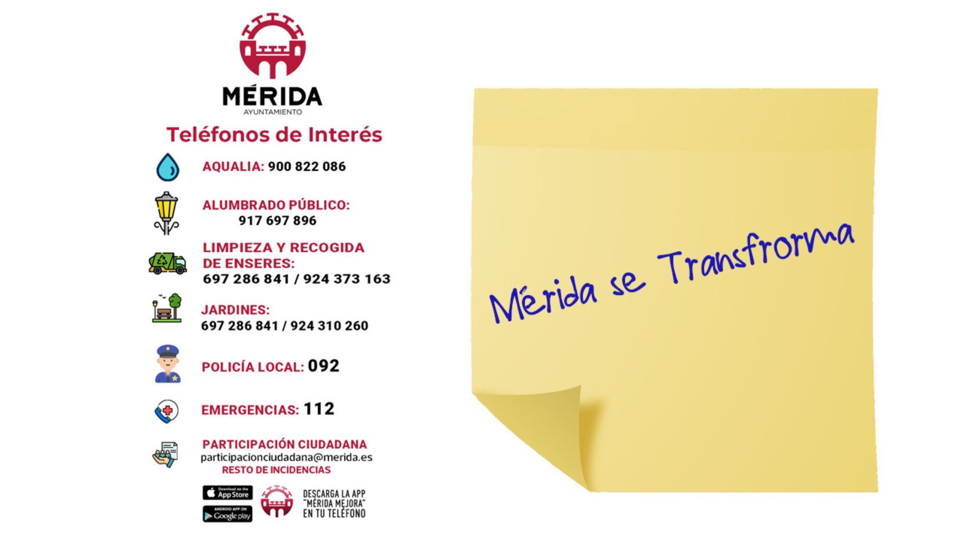 Campaña de imanes informativos con teléfonos de interés en Mérida