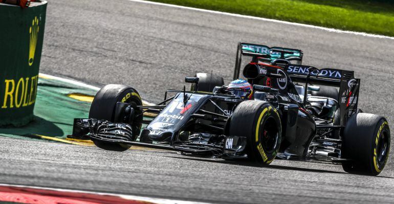 Alonso, durante el Gran Premio de Bélgica