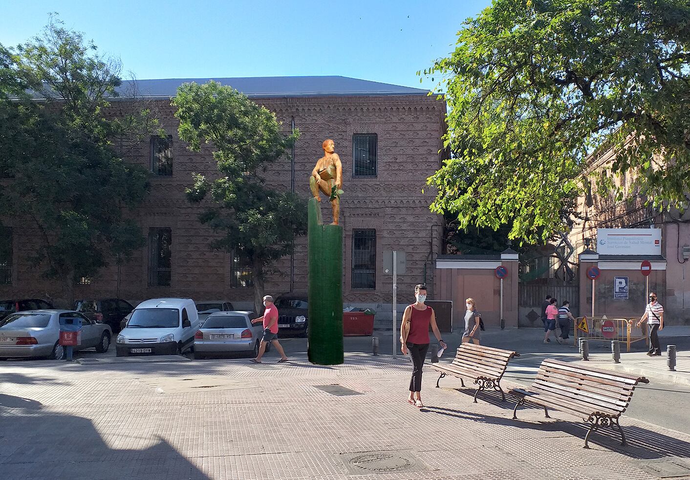 La futura escultura en la plaza de La Luna de Leganés