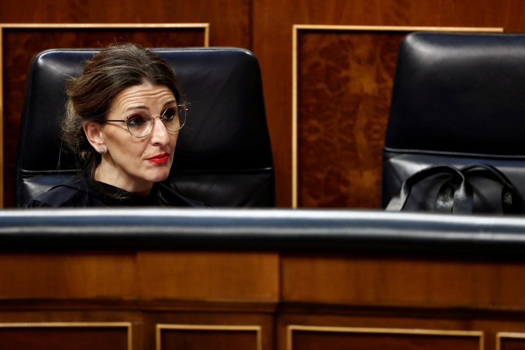 La ministra de Trabajo, Yolanda Díaz, durante el pleno celebrado este miércoles en el Congreso de los Diputados.