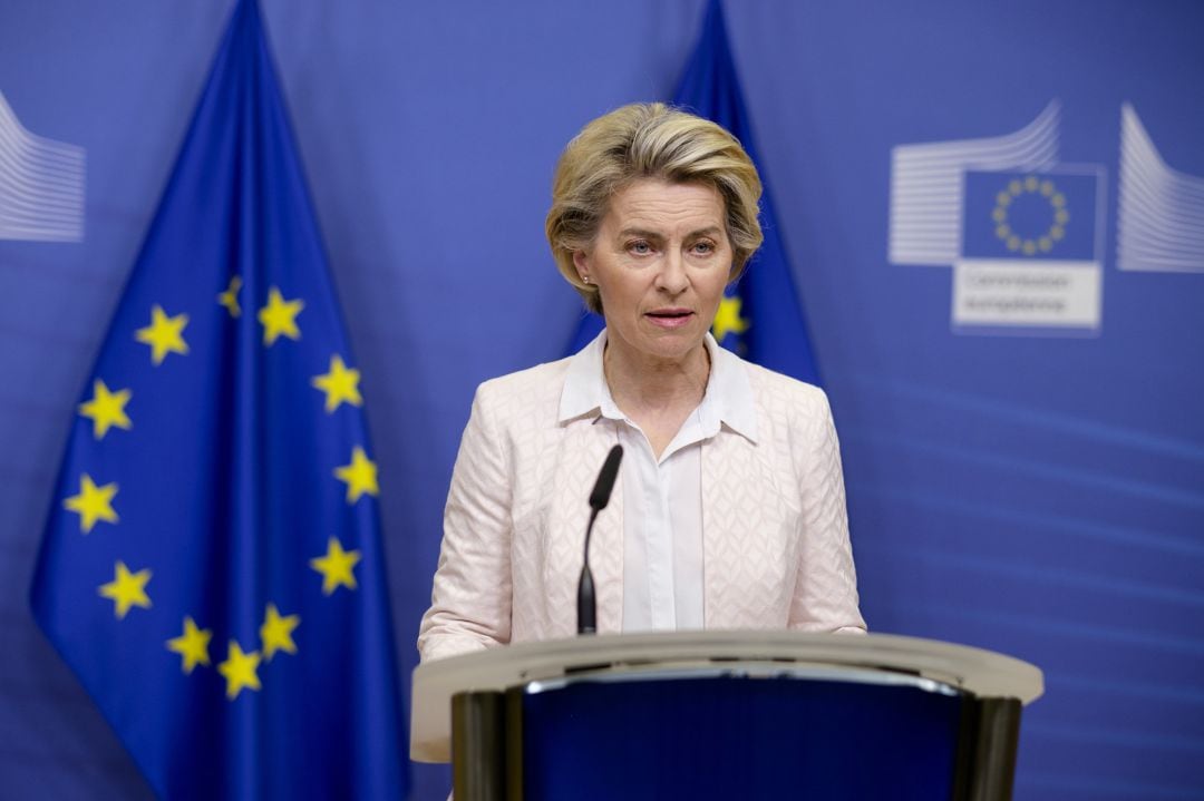 La presidente de la Comisión Europea, Von Der Leyen, informando sobre las negociaciones del &#039;brexit&#039;, el pasado sábado.