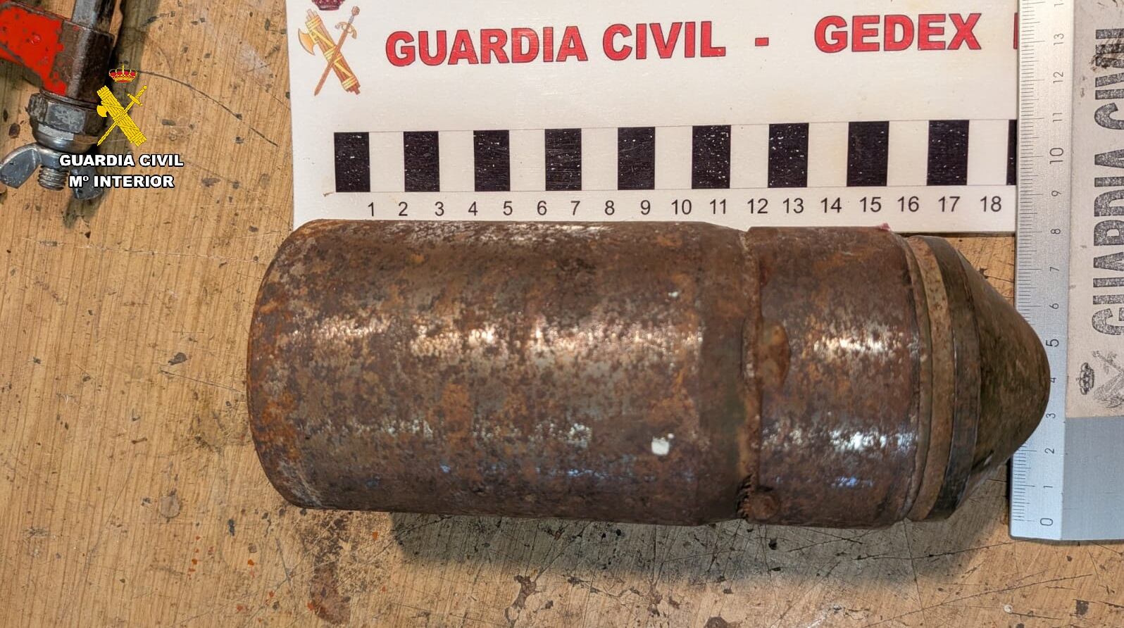 Proyectil localizado en Villamuriel de Cerrato