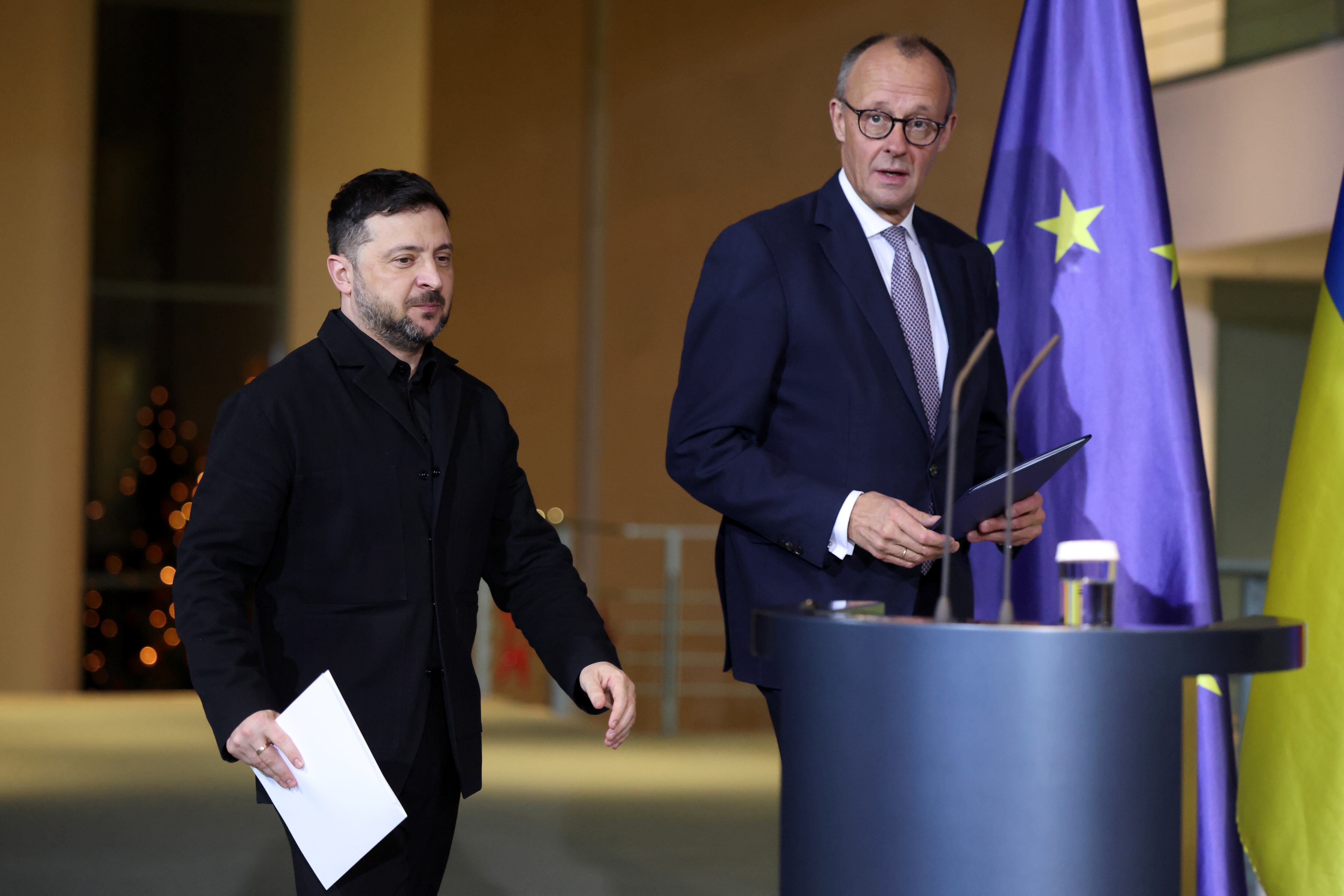 Volodimir Zelenski y Friedrich Merz en una reunión que mantuvieron en Berlín el pasado mes de diciembre