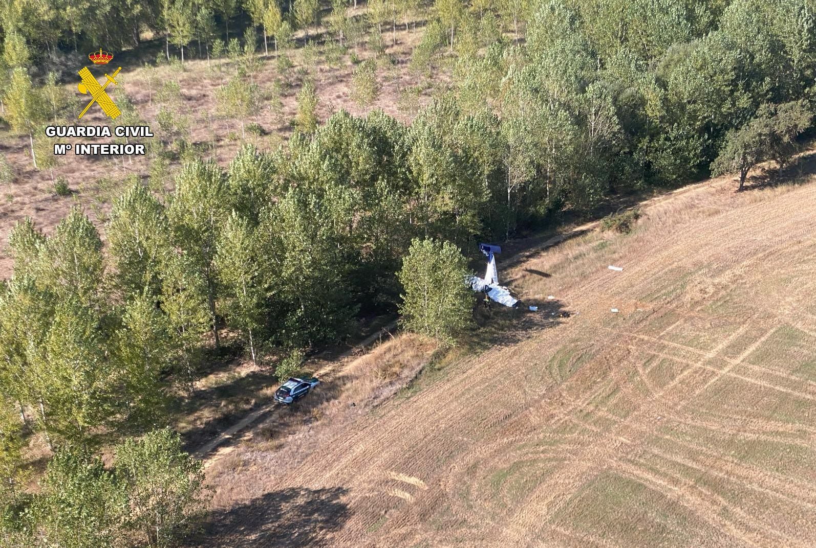 Vista aérea de la avioneta siniestrada