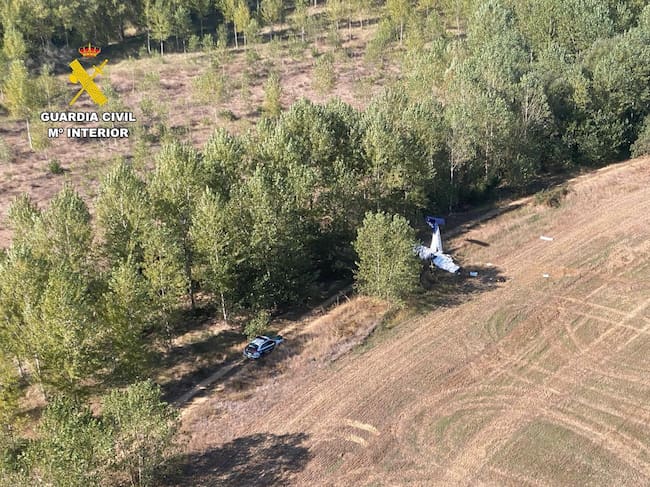 Vista aérea de la avioneta siniestrada