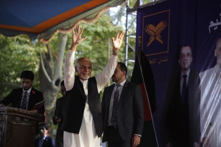 El actual presidente Ashraf Ghani, que se presenta a un segundo mandato, en un mitin electoral