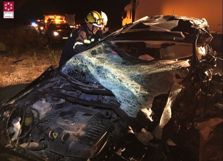 Imagen del accidente en la CV-13, a la altura de Benlloch