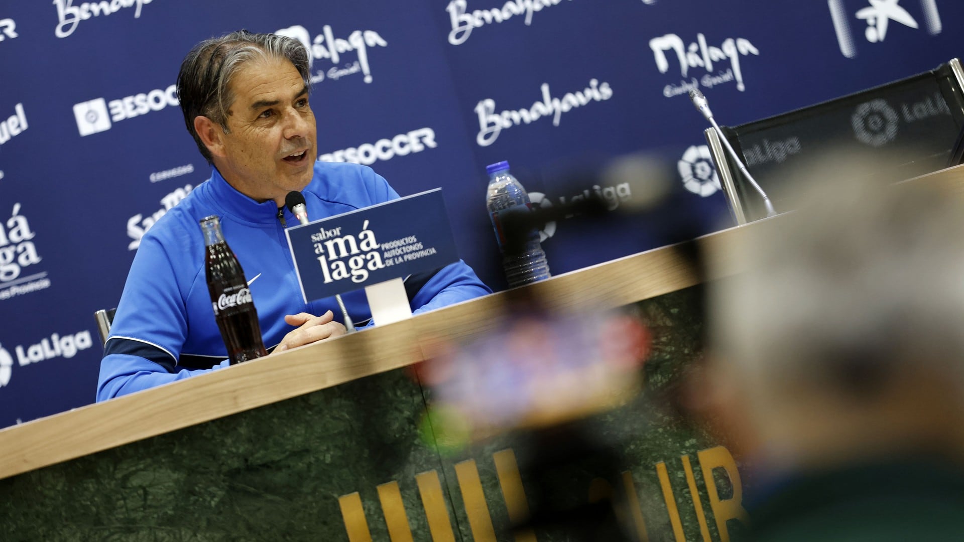 Natxo González, en la sala de prensa de La Rosaleda
