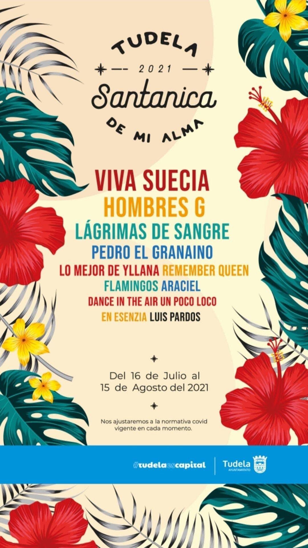 Cartel de los conciertos del programa &quot;Santanica de mi alma&quot; de Tudela