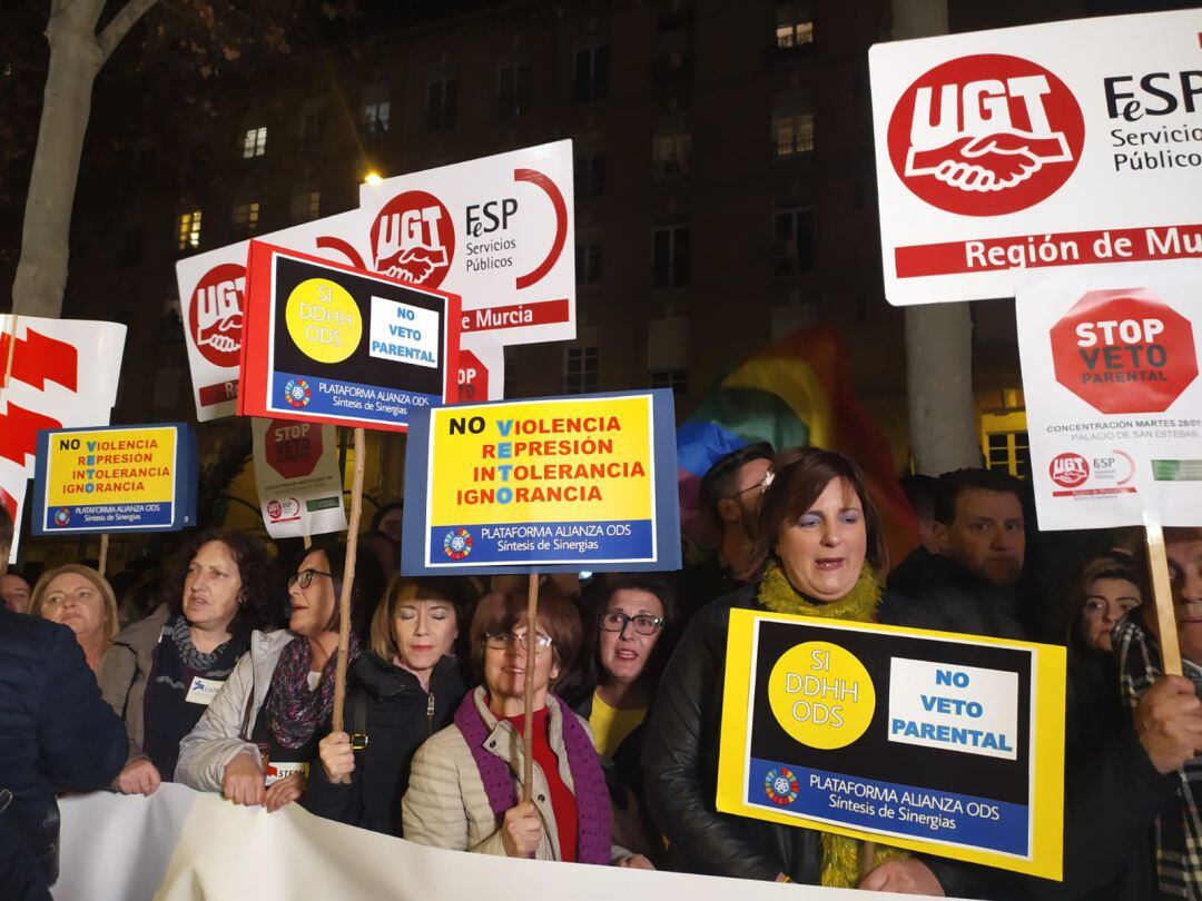 Concentración contra el veto parental frente a la sede del Gobierno Regional de Murcia