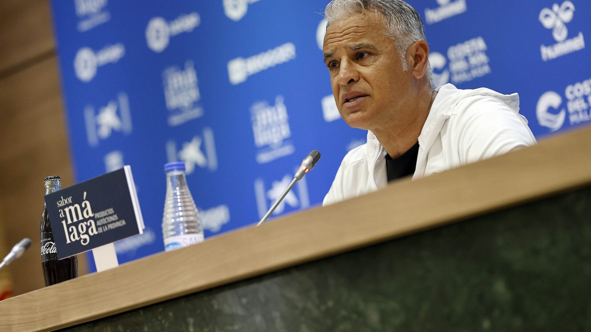 Pellicer, en la sala de prensa de La Rosaleda