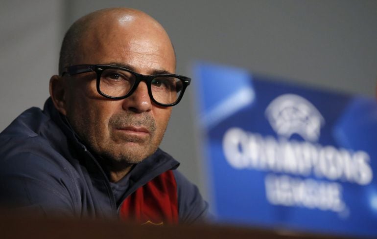 Jorge Sampaoli durante una rueda de prensa