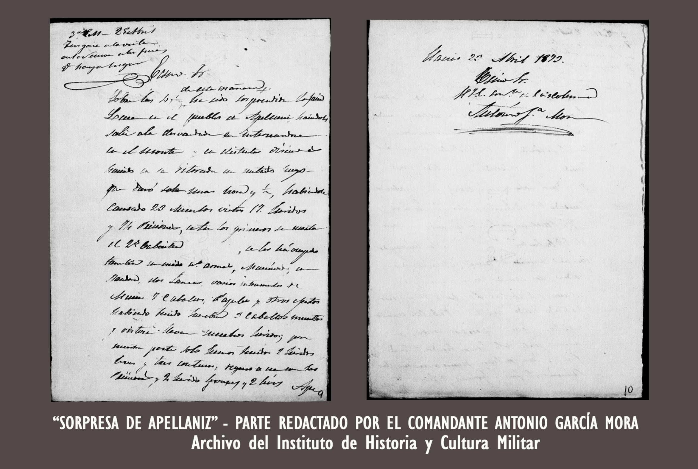 El parte de guerra de Antonio García Mora.