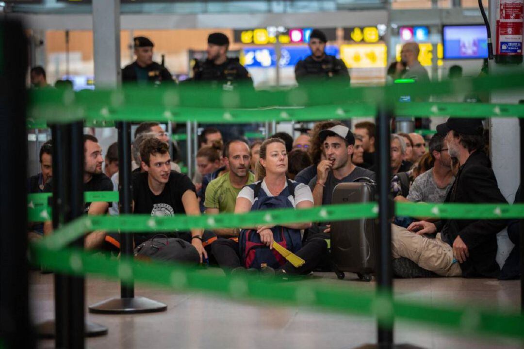 Imagen de las protestas en el Aeropuerto de El Prat