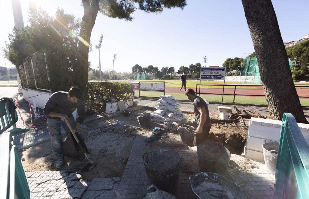 Obras en el polideportivo de Gandia 