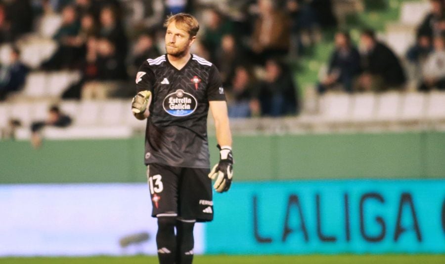 Yoel Rodríguez, durante un partido del Racing esta temporada en A Malata (foto: LaLiga Hypermotion)