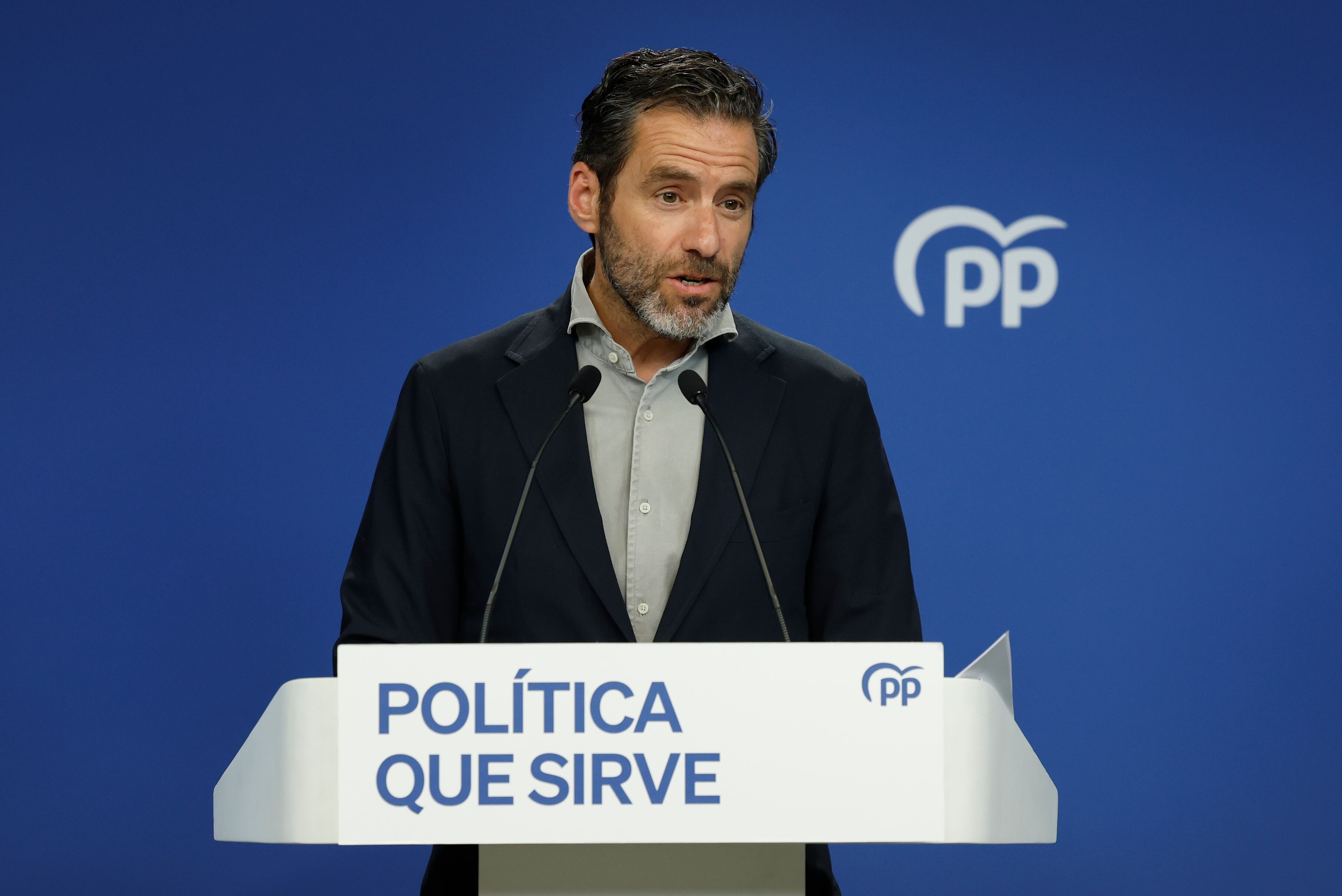 El vicesecretario de Cultura y portavoz del PP, Borja Sémper durante la rueda de prensa posterior a la reunión del Comité de Dirección del partido, este lunes.