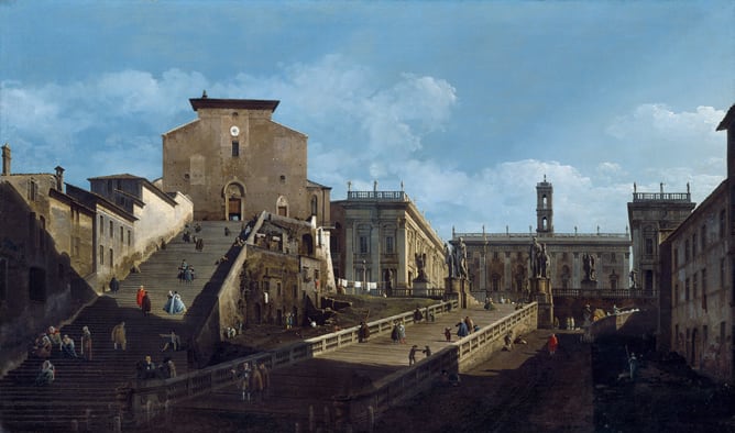 &#039;Santa María d&#039;Aracoeli y el Capitolio en Roma&#039;, por Bernardo Bellotto