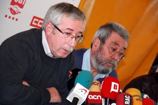 Els secretaris generals de CCOO, Ignacio Fernández Toxo, i UGT, Cándido Méndez