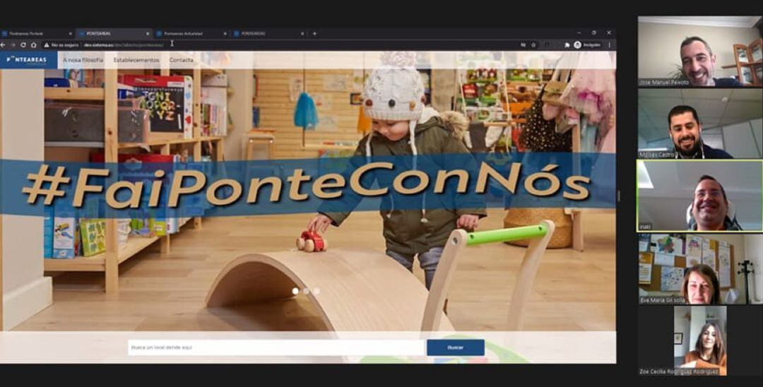 Videollamada para presentar la Plataforma online del comercio local de Ponteareas.