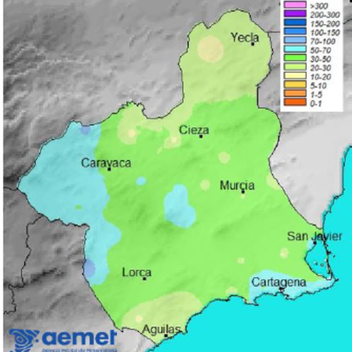 Enero rompe la sequía y redefine el invierno en la Región de Murcia