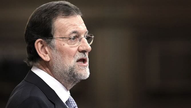 El líder del PP, Mariano Rajoy, al inicio de su discurso en la sesión de su investidura como presidente del Gobierno, en la que expone los detalles de la acción que pretende llevar a cabo al frente del Ejecutivo