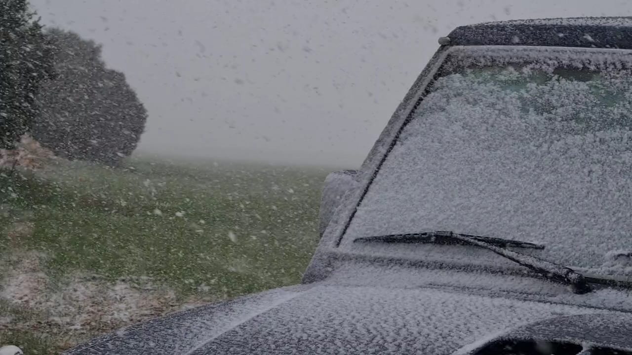 Nevada en la pedanía caravaqueña de La Junquera