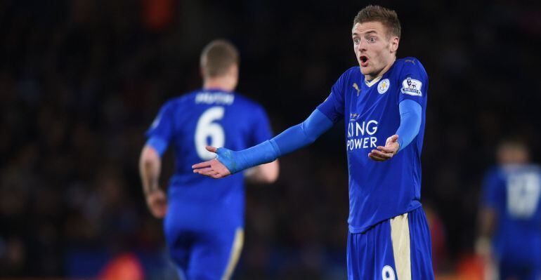 Jamie Vardy, durante el choque entre el Leicester City y el West Bromwich Albion.