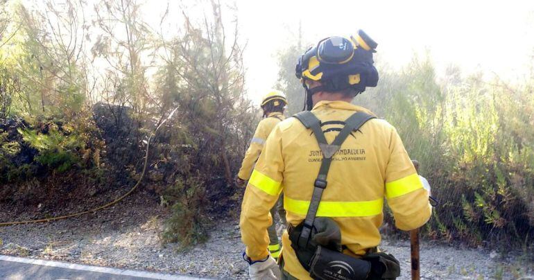 Miembros del Plan Infoca sofocan el fuego en nuestros espacios verdes