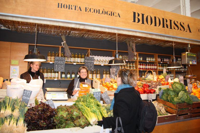 Botiga de l'horta ecològica de la Fundació Drissa al Mercat del Lleó de Girona