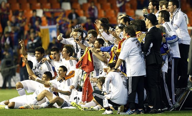 El Real Madrid celebra su victoria en la final de la Copa del Rey 2014.