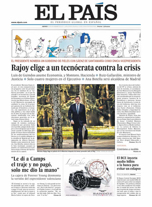 Así refleja &#039;El País&#039; la composición del nuevo Gobierno