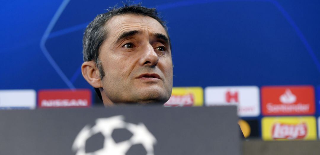 Ernesto Valverde, durante la rueda de prensa de este martes